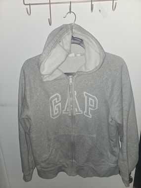 GAP Light Gray Full-Zip Hooded Sweatshirt